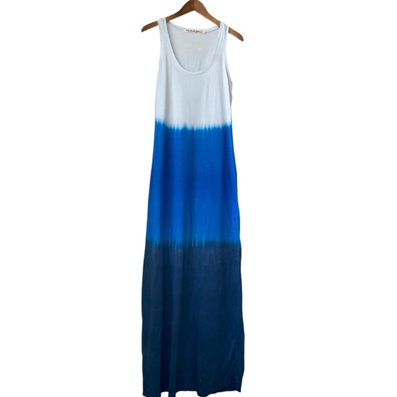 Michael Stars LARGE Blue Ombre Tie Dye Sleeveless Tank Ultra Maxi Long Dress - Picture 3 of 11